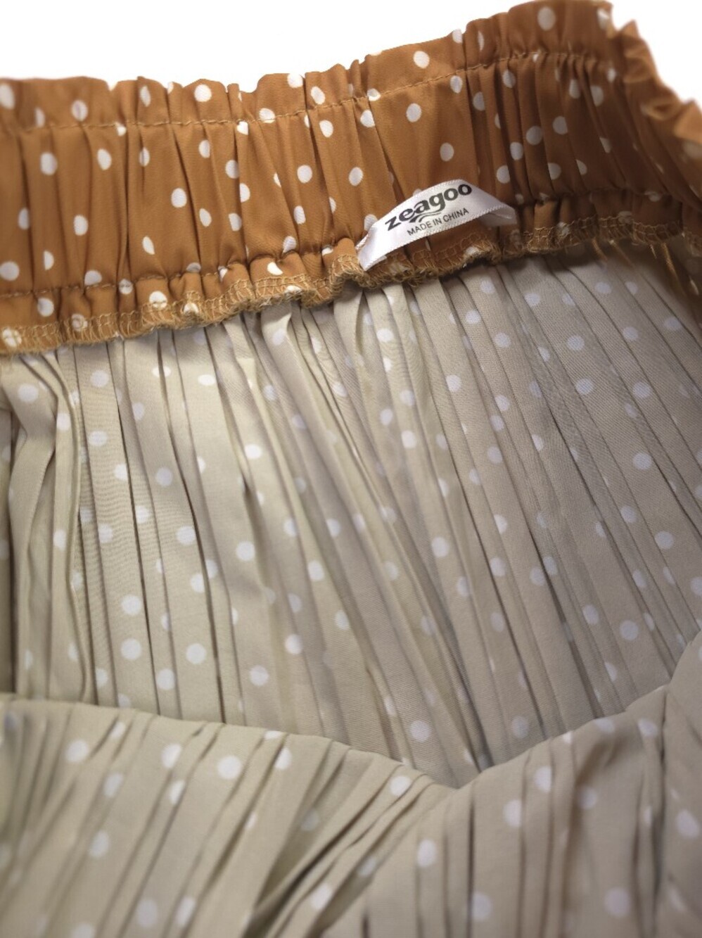 Pleated Polka Dot Midi Skirt - Brown Sz M - Picture 12 of 13